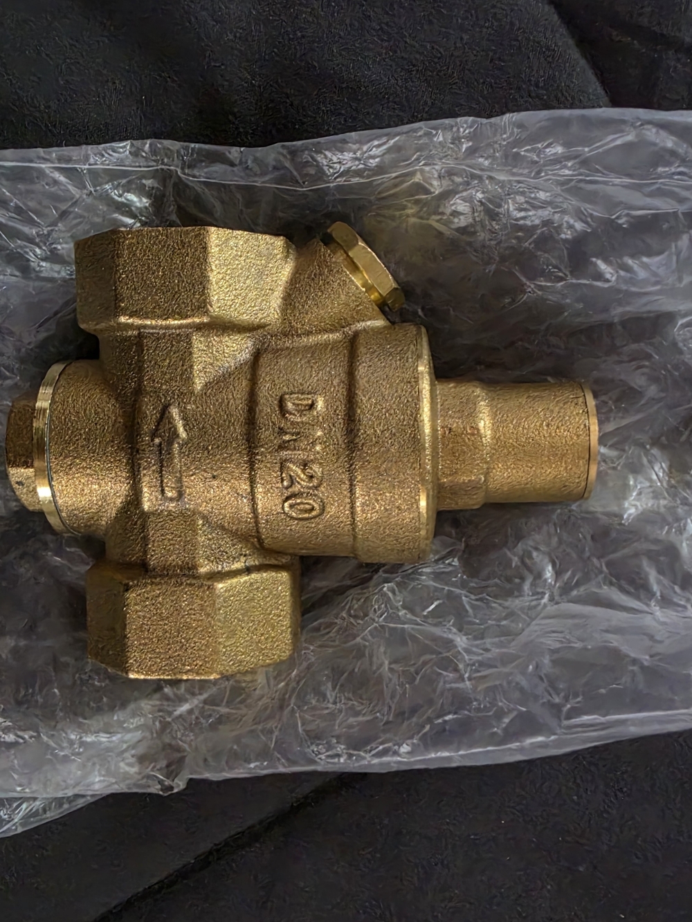 Gold Brass Check Valve DN20 - One-Way Water Valve